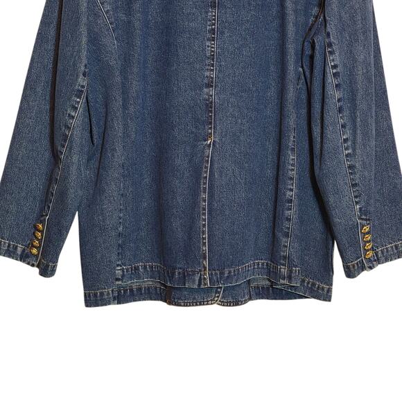 Ralph Lauren Jeans Co Denim Blazer Blue Single Breasted Mid-Length Classic 2X - Picture 8 of 14